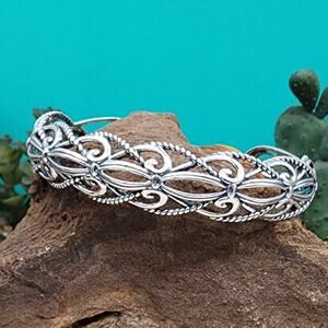 Carolyn Pollack Relios 925 Sterling Braided Weave Design 6.7" Cuff Bracelet 20g